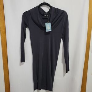 Alternative Charcoal Long Sleeve Cowl-neck Dress, size S. New with tags